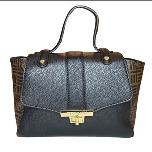 Anne Klein Logo Midi Satchel Black